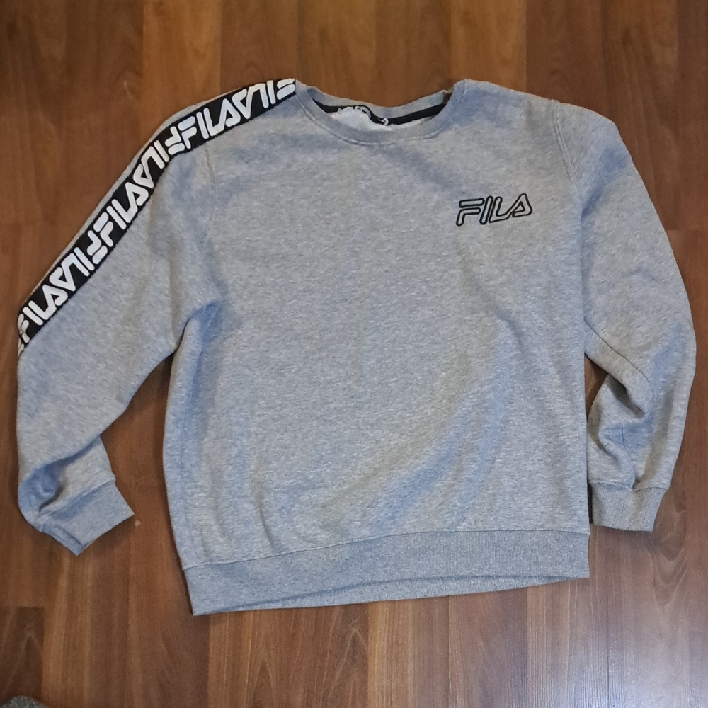 Fila Heather Gray Crewneck with Logo Accent